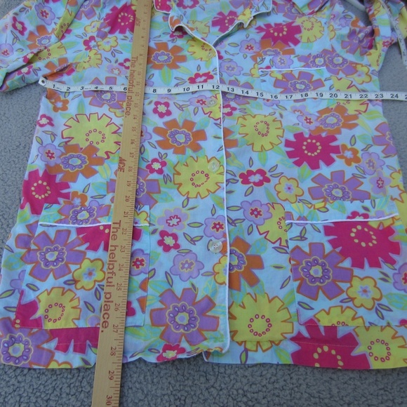 Victoria's Secret Pajama top womens L Floral Flower Pockets Cotton Soft Comfy - Picture 10 of 14